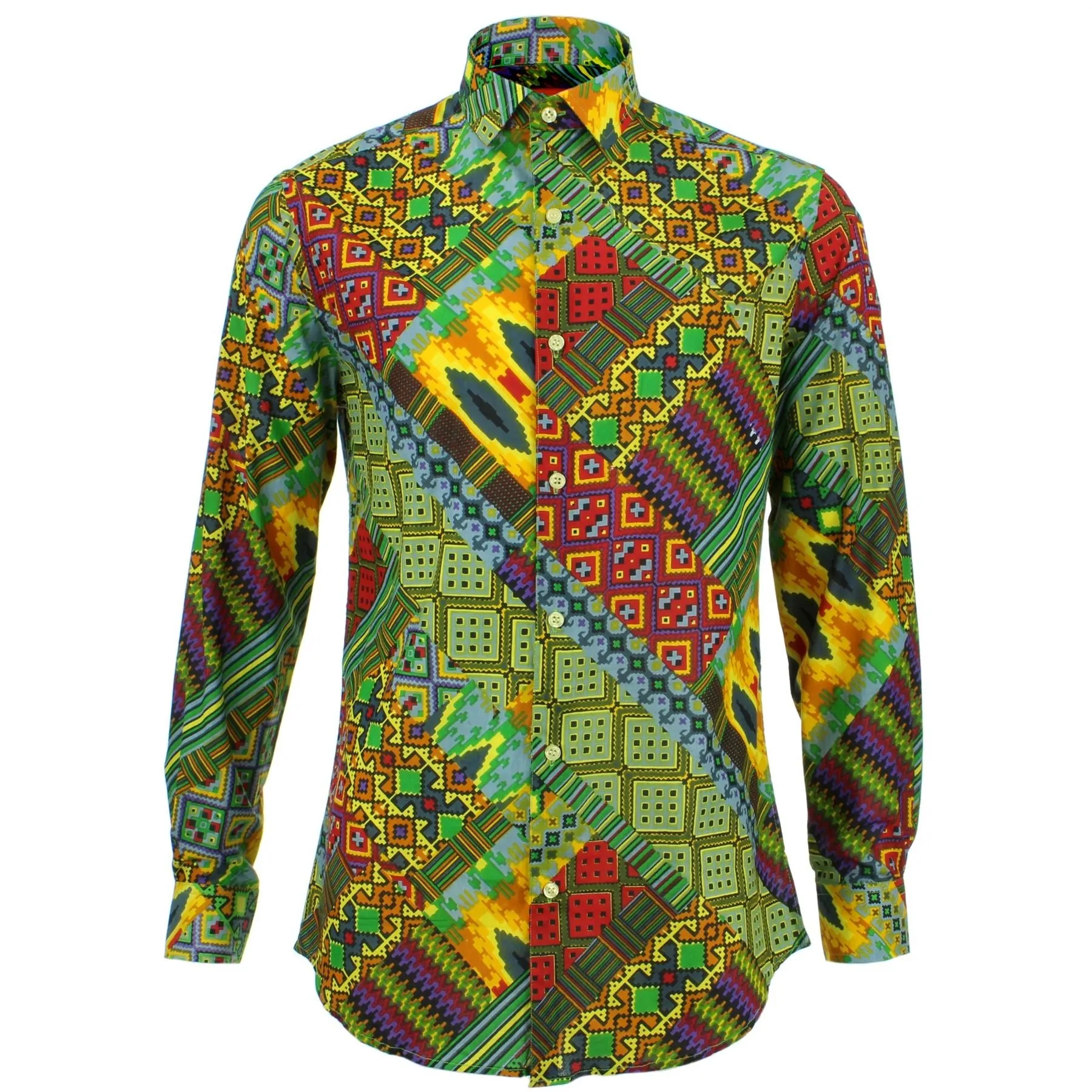 Tailored Fit Long Sleeve Shirt - Digital Diagonals