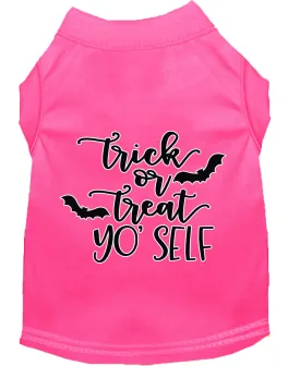 Trick Or Treat Yo' Self Screen Print Dog Shirt Bright Pink Xxxl