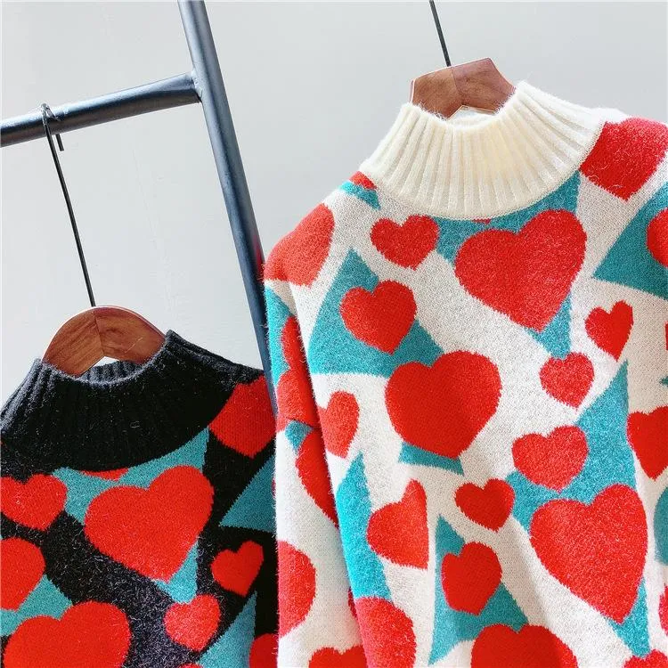 Women High Neck Sweetheart Cozy Knitting Sweaters