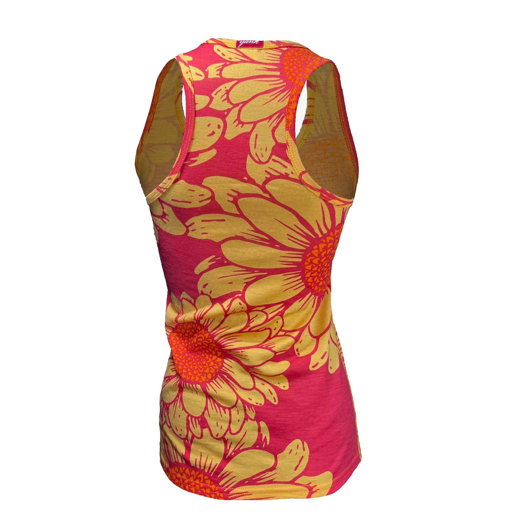 Women's Flower Power Merino Tank Top | Hyper Pink