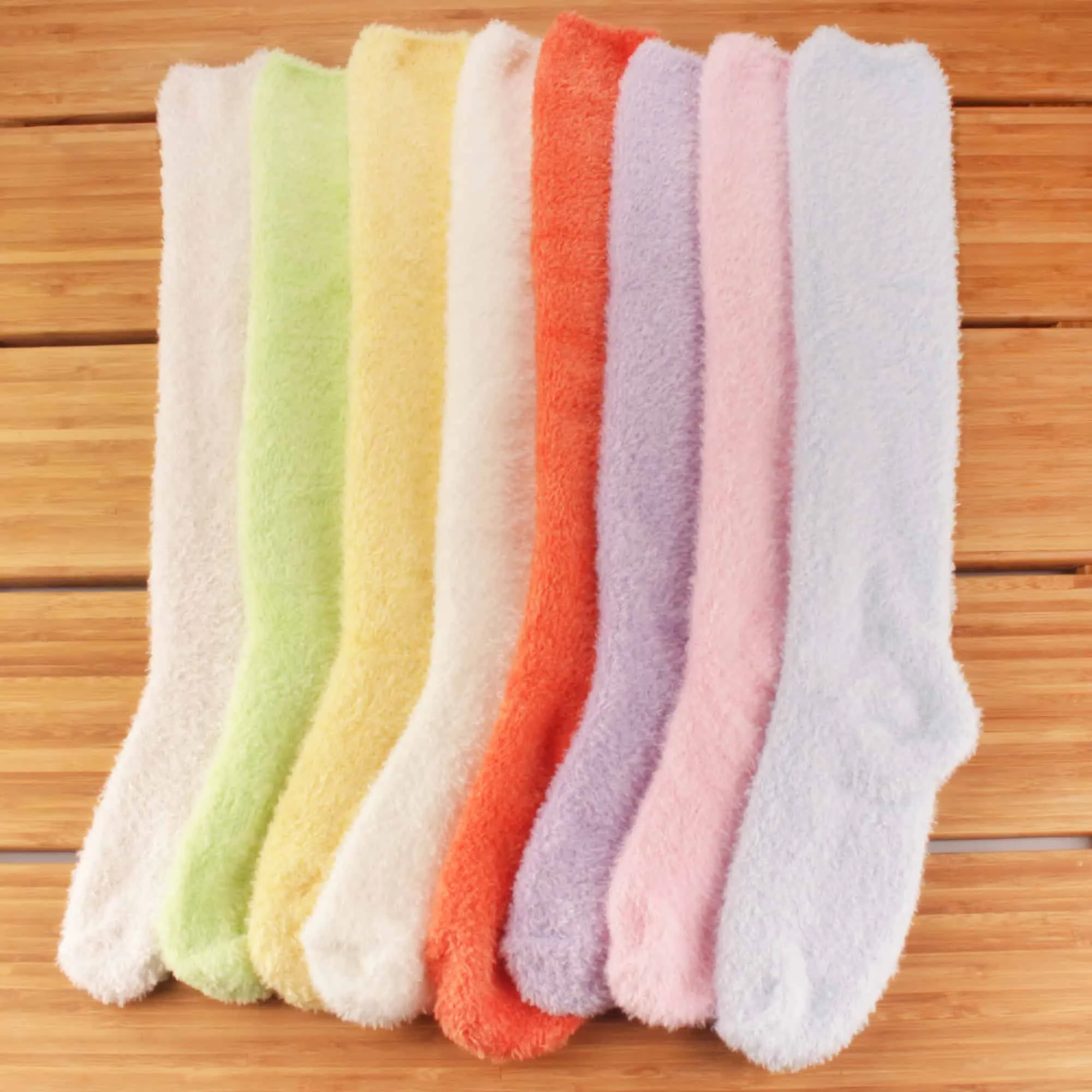 Women's Fuzzy Pastel Colored Knee High Socks