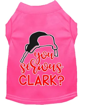 You Serious Clark? Screen Print Dog Shirt Bright Pink Xs